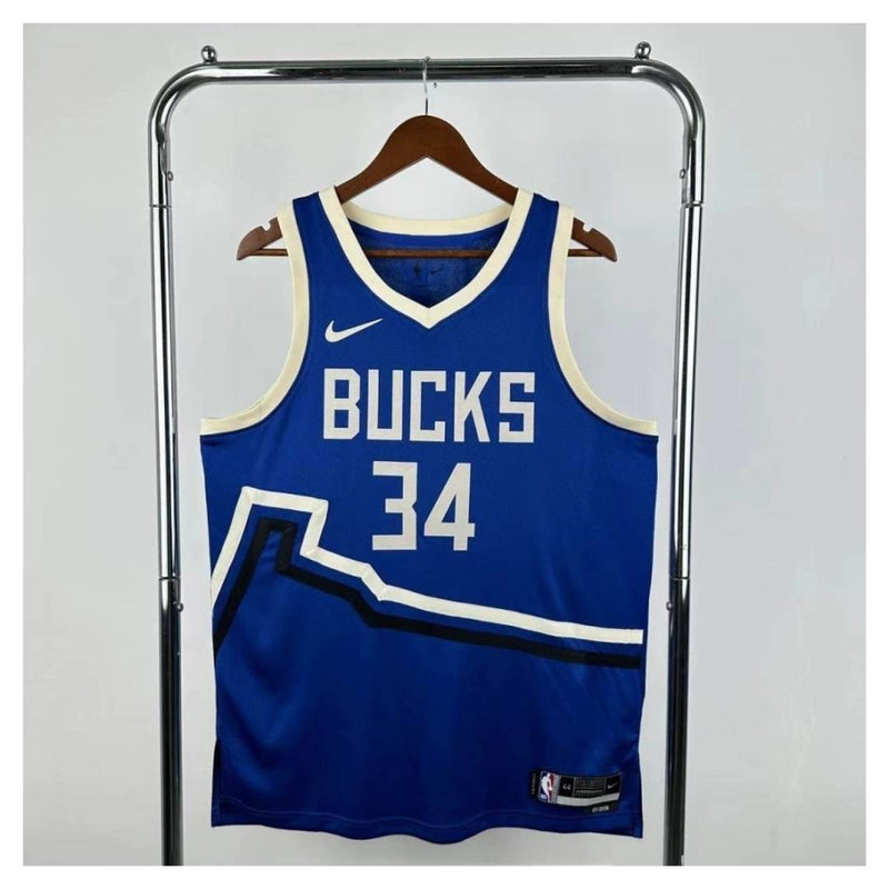 Camisa NBA Milwaukee Bucks 34 Giannis Antetokounmpo - Azul